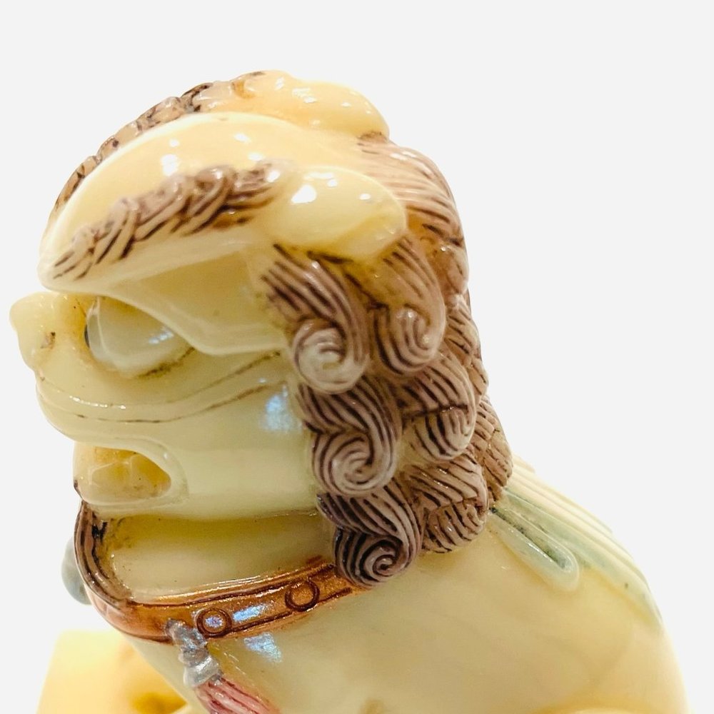 Foo Dog Hand Decorated Painted Resin Figurine Makers Mark - Picture 12 of 12